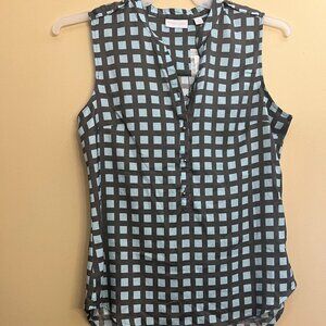 New York & Company women's high/low sleeveless Blouse, gray/blue Size M, NWT